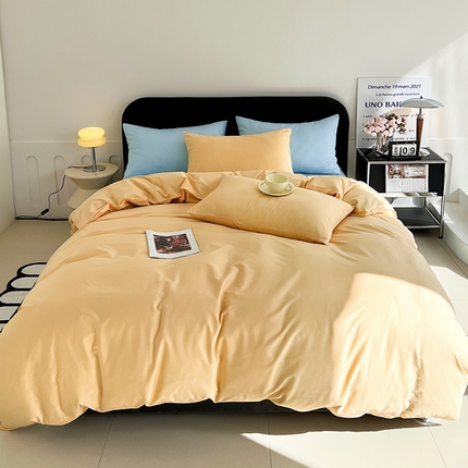 恩和 2024新款全棉13374全棉ins纯色拼色四件套 海盐芝士