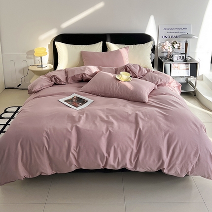 恩和 2024新款全棉13374全棉ins纯色拼色四件套 珞珈樱花