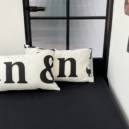 91家纺网 家纺一手货源 找家纺 蜜宿2023新款全棉40支印花枕套 字母