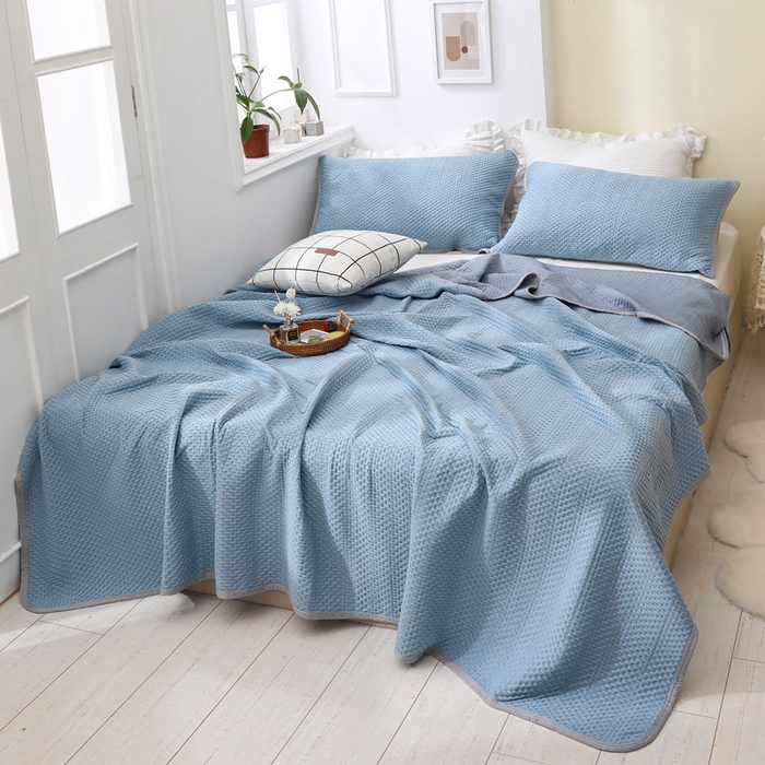 91家纺网 家纺一手货源 找家纺 （总）琪琪阁2023新款华夫格针织提花亲肤舒适多功能凉感夏被