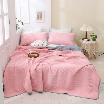琪琪阁2023新款华夫格针织提花亲肤舒适多功能凉感夏被 樱花粉