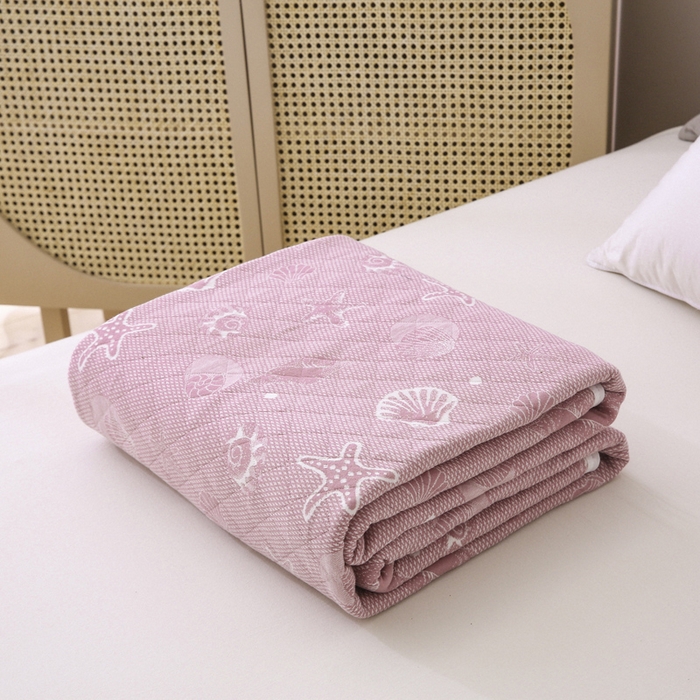 91家纺网 家纺一手货源 找家纺 琪琪阁2023新款提花针织棉夏被盖毯 海星-豆沙