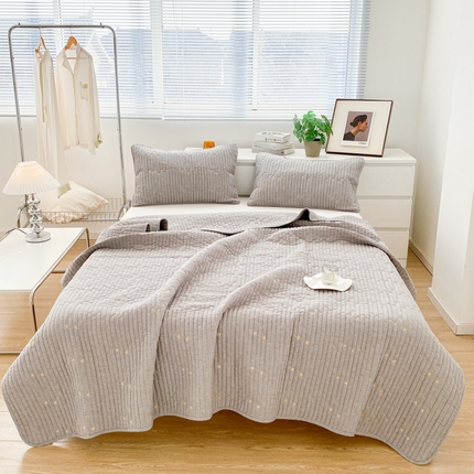 2023全棉色织水洗棉抗菌床盖纯棉多功能床单 杏仁灰