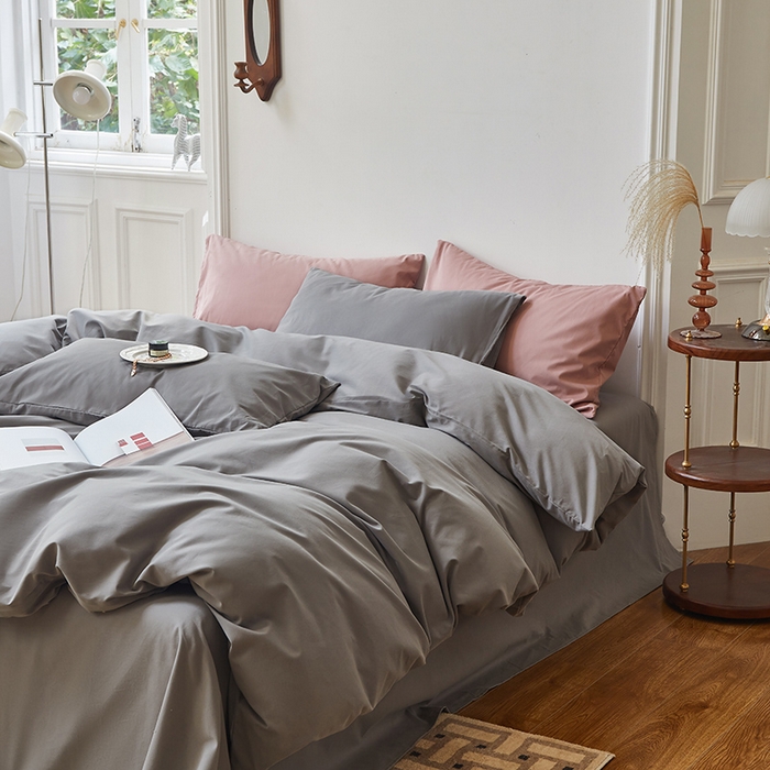 91家纺网 家纺一手货源 找家纺 怡家居 2023新款全棉100支磨毛四件套 铂金灰