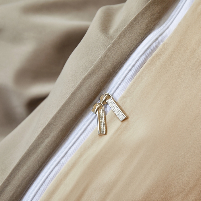 91家纺网 家纺一手货源 找家纺 怡家居 2023新款全棉100支磨毛四件套 暗咖-浅咖其