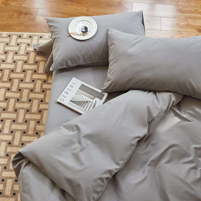 91家纺网 家纺一手货源 找家纺 怡家居 2023新款全棉100支磨毛四件套 铂金灰