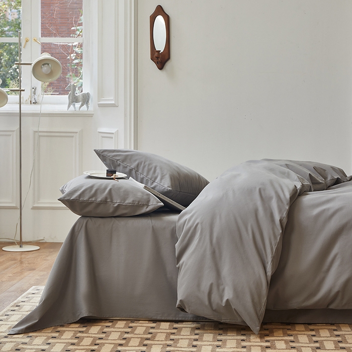 91家纺网 家纺一手货源 找家纺 怡家居 2023新款全棉100支磨毛四件套 铂金灰