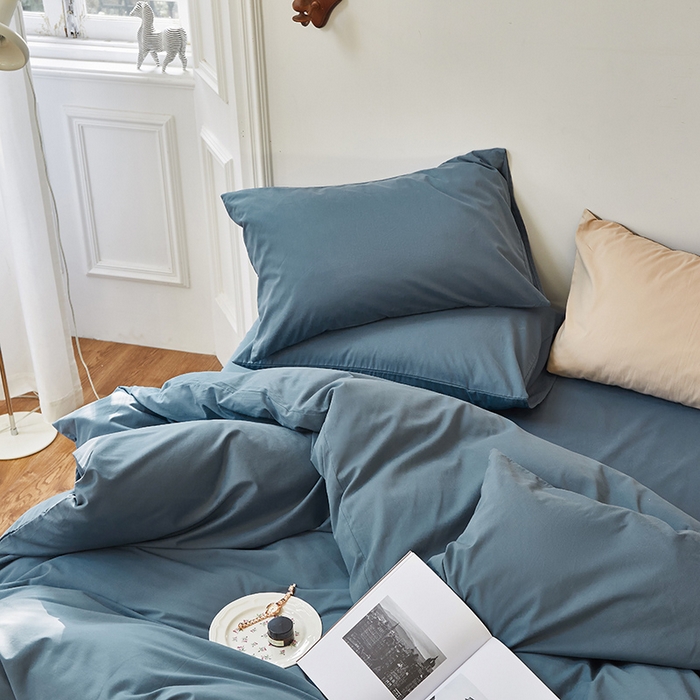 91家纺网 家纺一手货源 找家纺 怡家居 2023新款全棉100支磨毛四件套 南非蓝
