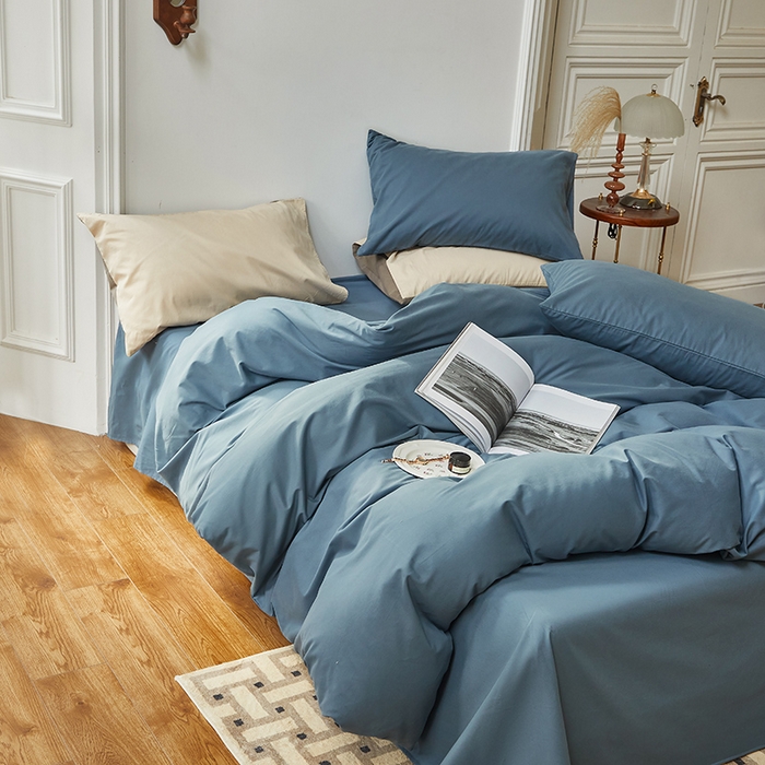 91家纺网 家纺一手货源 找家纺 怡家居 2023新款全棉100支磨毛四件套 南非蓝