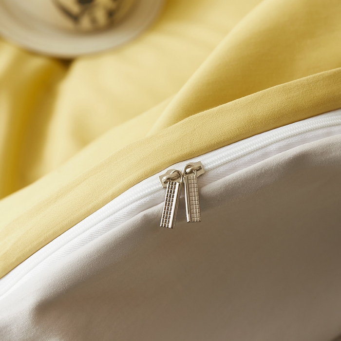 91家纺网 家纺一手货源 找家纺 怡家居 2023新款全棉100支磨毛四件套 暖黄浅灰