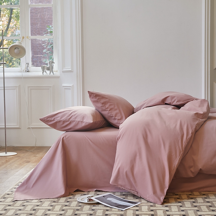 91家纺网 家纺一手货源 找家纺 怡家居 2023新款全棉100支磨毛四件套 藕粉