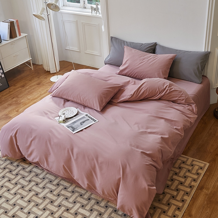 91家纺网 家纺一手货源 找家纺 怡家居 2023新款全棉100支磨毛四件套 藕粉