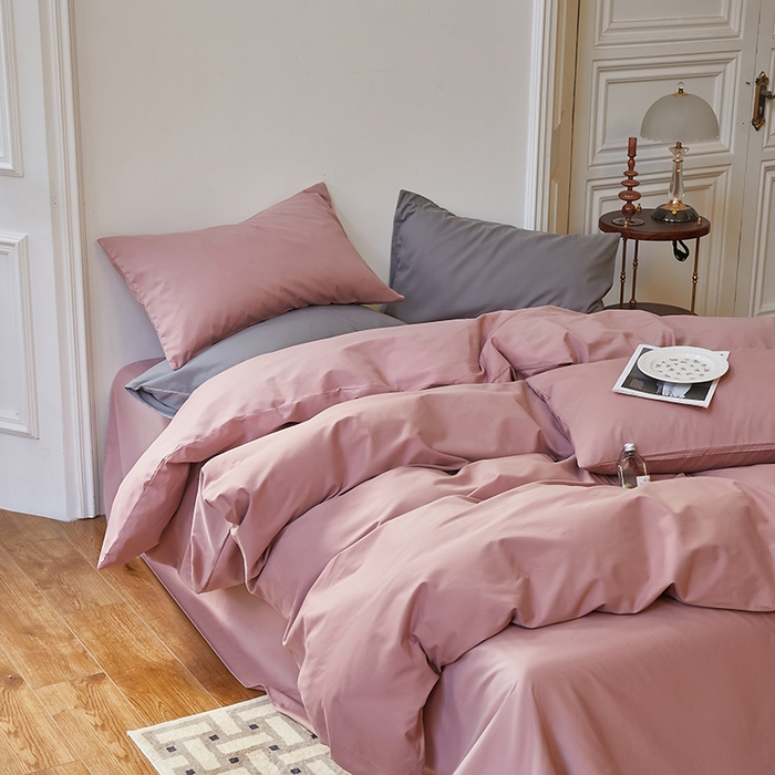 91家纺网 家纺一手货源 找家纺 怡家居 2023新款全棉100支磨毛四件套 藕粉