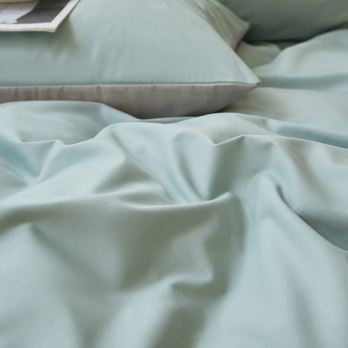 91家纺网 家纺一手货源 找家纺 怡家居 2023新款全棉100支磨毛四件套 松子绿灰