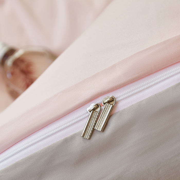 91家纺网 家纺一手货源 找家纺 怡家居 2023新款全棉100支磨毛四件套 樱花粉雅灰