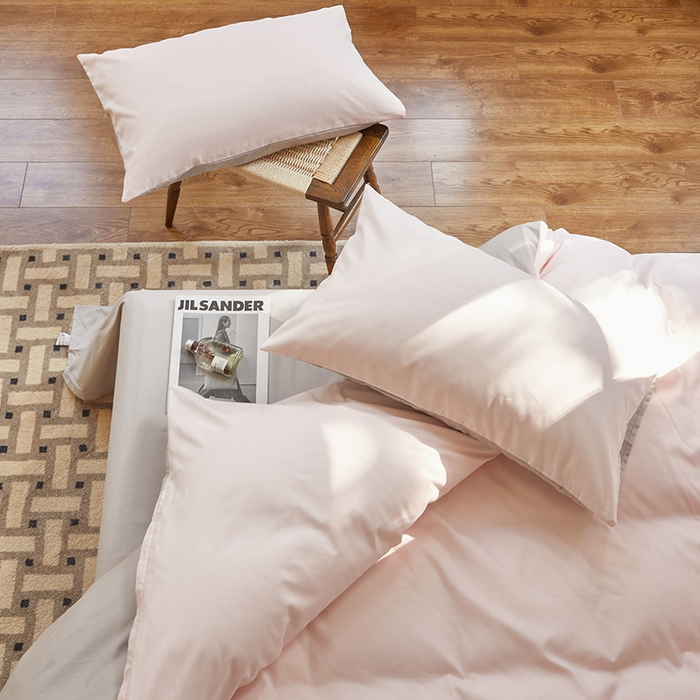 91家纺网 家纺一手货源 找家纺 怡家居 2023新款全棉100支磨毛四件套 樱花粉雅灰