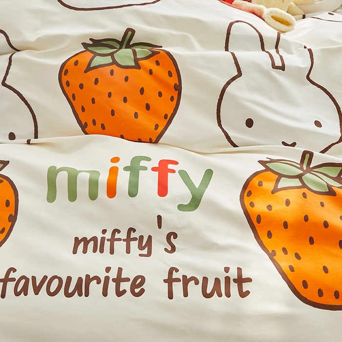 91家纺网 家纺一手货源 找家纺 怡家居  2023新款全棉米菲兔四件套 草莓米菲