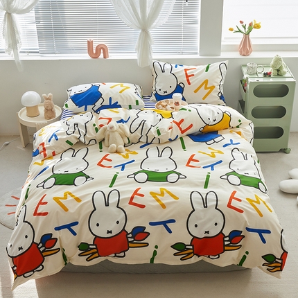 怡家居  2023新款全棉米菲兔四件套 多彩米菲