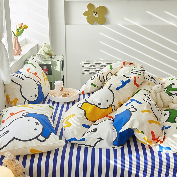 91家纺网 家纺一手货源 找家纺 怡家居  2023新款全棉米菲兔四件套 多彩米菲