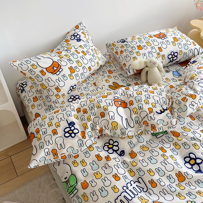 91家纺网 家纺一手货源 找家纺 怡家居  2023新款全棉米菲兔四件套 开心米菲