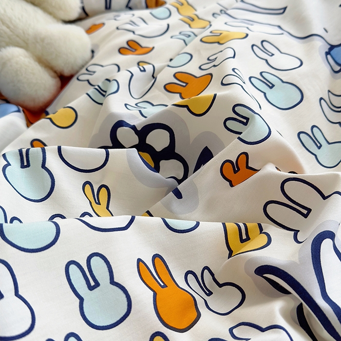 91家纺网 家纺一手货源 找家纺 怡家居  2023新款全棉米菲兔四件套 开心米菲