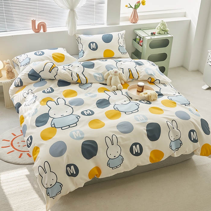 91家纺网 家纺一手货源 找家纺 怡家居  2023新款全棉米菲兔四件套 梦幻米菲