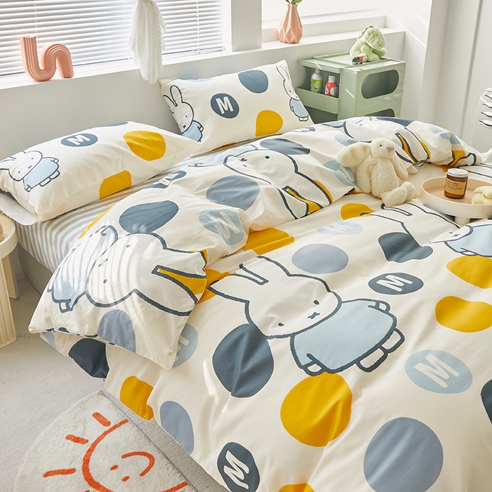 91家纺网 家纺一手货源 找家纺 怡家居  2023新款全棉米菲兔四件套 梦幻米菲