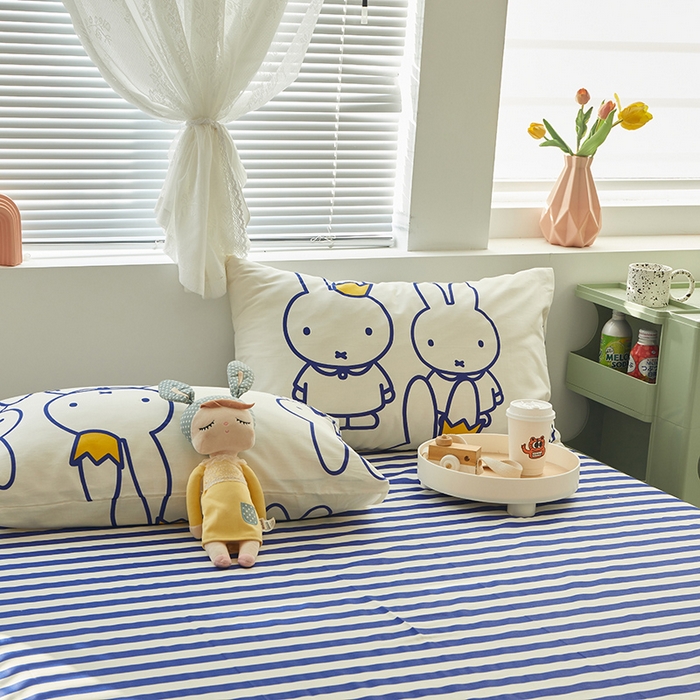 91家纺网 家纺一手货源 找家纺 怡家居  2023新款全棉米菲兔四件套 皇冠米菲