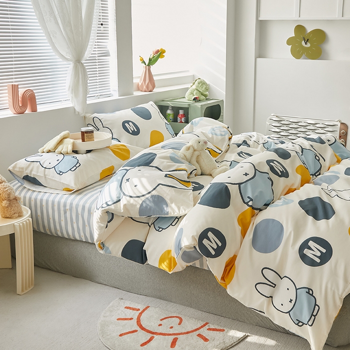 91家纺网 家纺一手货源 找家纺 怡家居  2023新款全棉米菲兔四件套 梦幻米菲