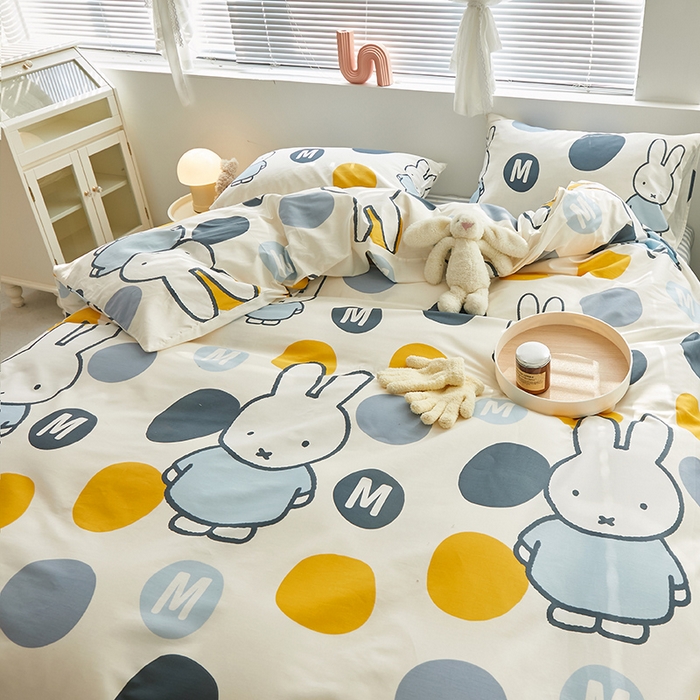 91家纺网 家纺一手货源 找家纺 怡家居  2023新款全棉米菲兔四件套 梦幻米菲