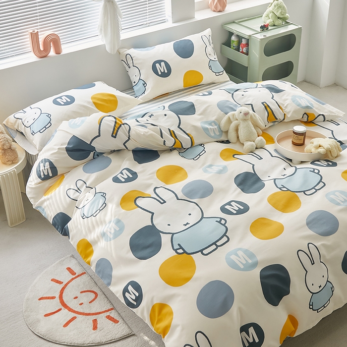 91家纺网 家纺一手货源 找家纺 怡家居  2023新款全棉米菲兔四件套 梦幻米菲