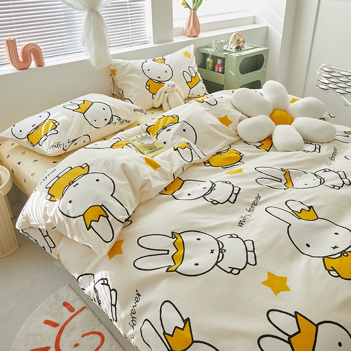 91家纺网 家纺一手货源 找家纺 怡家居  2023新款全棉米菲兔四件套 米菲公主