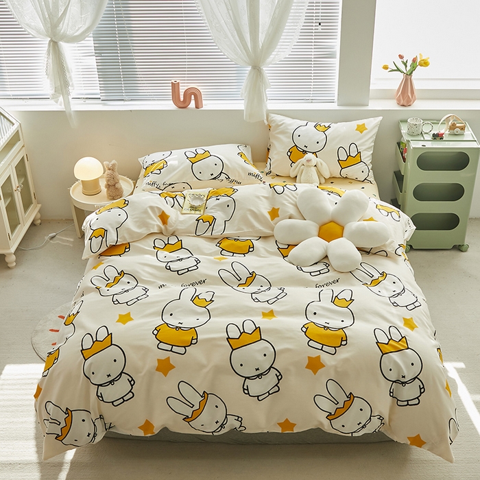 91家纺网 家纺一手货源 找家纺 怡家居  2023新款全棉米菲兔四件套 米菲公主