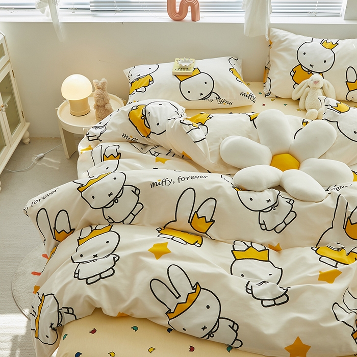 91家纺网 家纺一手货源 找家纺 怡家居  2023新款全棉米菲兔四件套 米菲公主