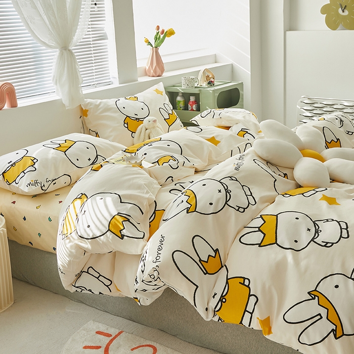 91家纺网 家纺一手货源 找家纺 怡家居  2023新款全棉米菲兔四件套 米菲公主