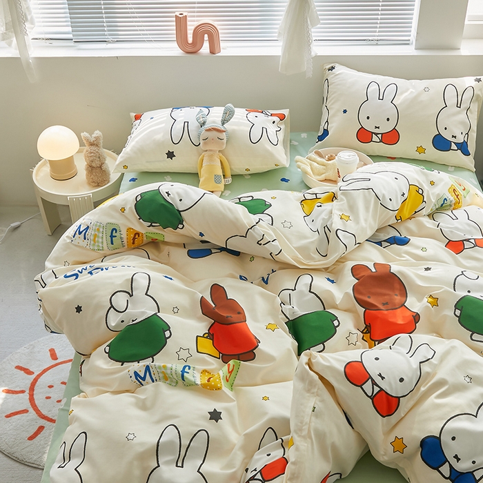 91家纺网 家纺一手货源 找家纺 怡家居  2023新款全棉米菲兔四件套 米菲伙伴