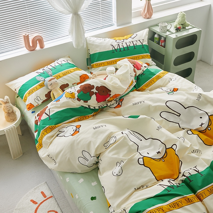 91家纺网 家纺一手货源 找家纺 怡家居  2023新款全棉米菲兔四件套 米菲家族