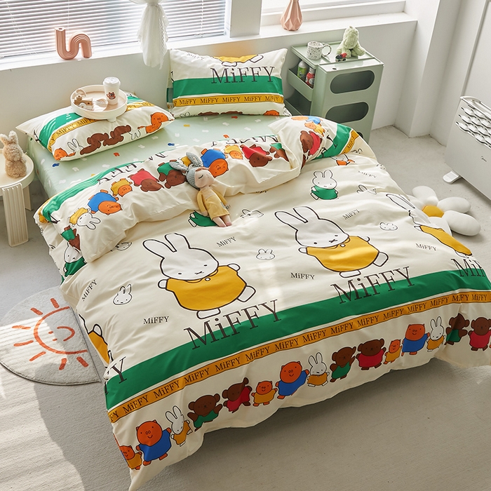 91家纺网 家纺一手货源 找家纺 怡家居  2023新款全棉米菲兔四件套 米菲家族