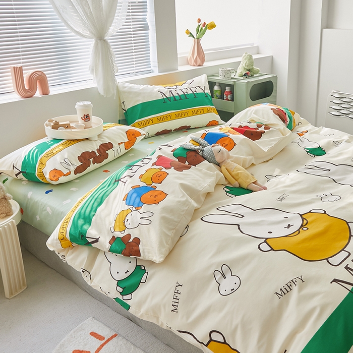 91家纺网 家纺一手货源 找家纺 怡家居  2023新款全棉米菲兔四件套 米菲家族