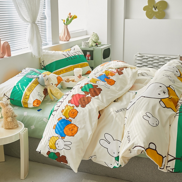 91家纺网 家纺一手货源 找家纺 怡家居  2023新款全棉米菲兔四件套 米菲家族