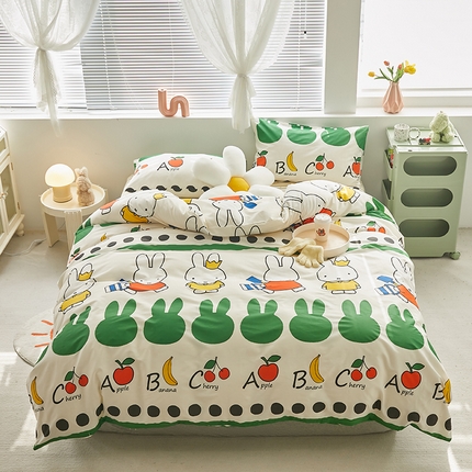 怡家居  2023新款全棉米菲兔四件套 勤劳米菲
