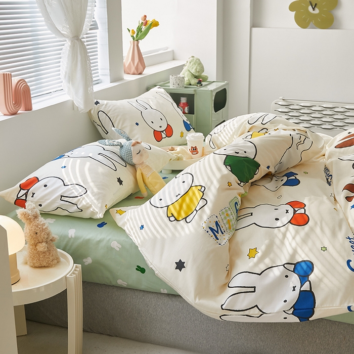 91家纺网 家纺一手货源 找家纺 怡家居  2023新款全棉米菲兔四件套 米菲伙伴