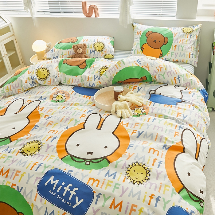 91家纺网 家纺一手货源 找家纺 怡家居  2023新款全棉米菲兔四件套 小熊米菲