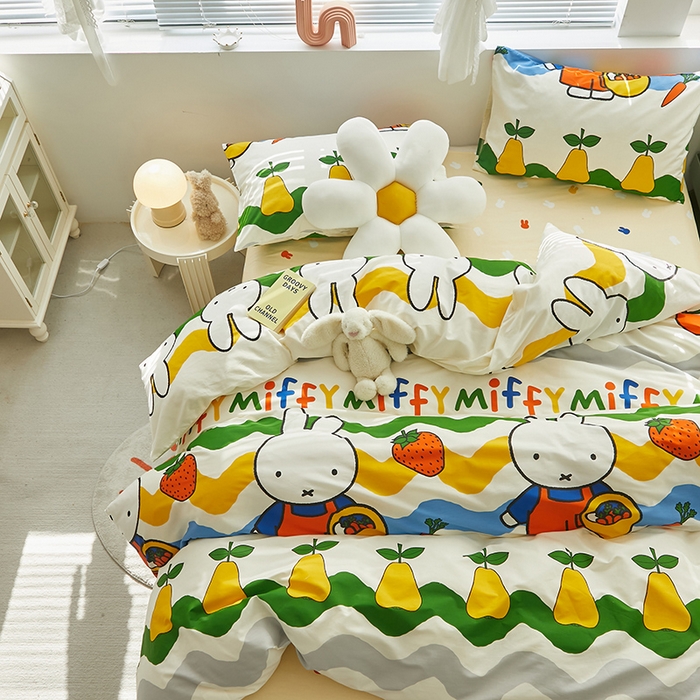 91家纺网 家纺一手货源 找家纺 怡家居  2023新款全棉米菲兔四件套 水果米菲