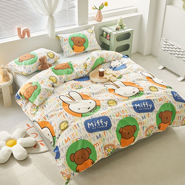 91家纺网 家纺一手货源 找家纺 怡家居  2023新款全棉米菲兔四件套 小熊米菲