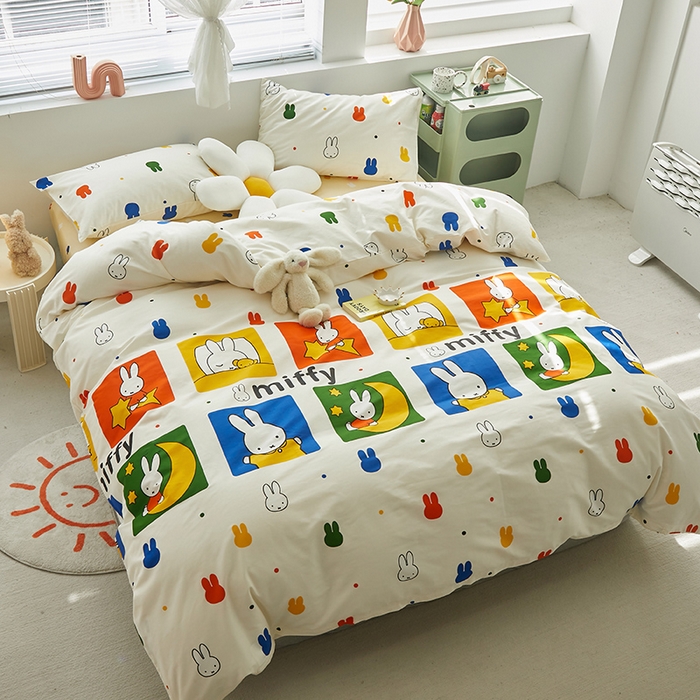 91家纺网 家纺一手货源 找家纺 怡家居  2023新款全棉米菲兔四件套 星月米菲