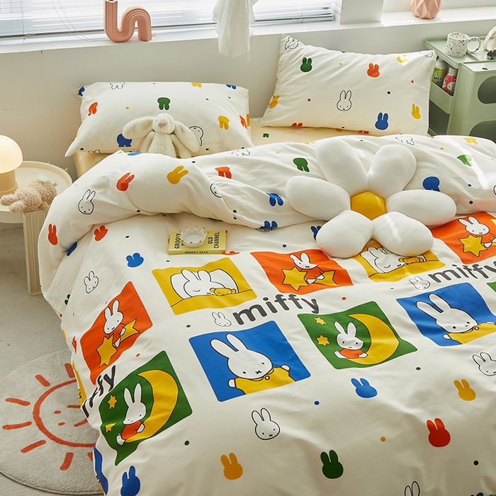 91家纺网 家纺一手货源 找家纺 怡家居  2023新款全棉米菲兔四件套 星月米菲