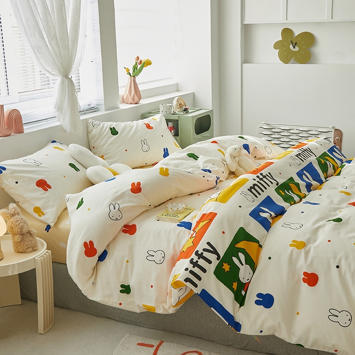 91家纺网 家纺一手货源 找家纺 怡家居  2023新款全棉米菲兔四件套 星月米菲