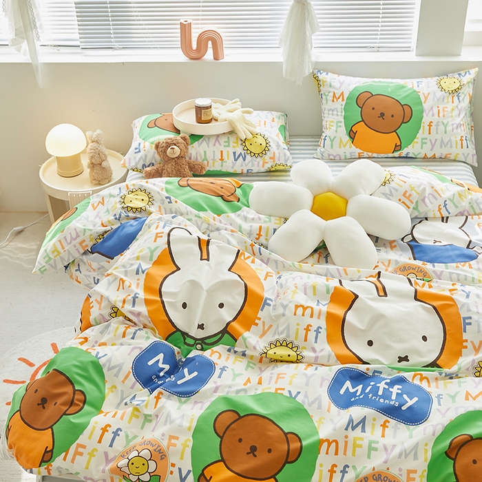 91家纺网 家纺一手货源 找家纺 怡家居  2023新款全棉米菲兔四件套 小熊米菲