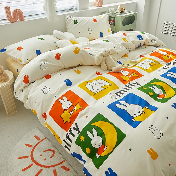 91家纺网 家纺一手货源 找家纺 怡家居  2023新款全棉米菲兔四件套 星月米菲